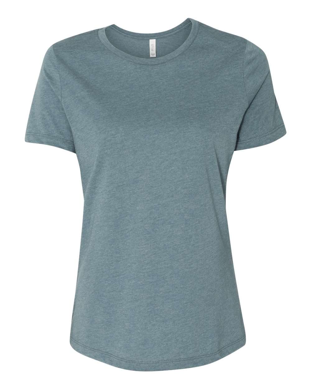 Front View of Heather Slate Women’s Relaxed Fit Heather CVC Tee - 6400CVC
