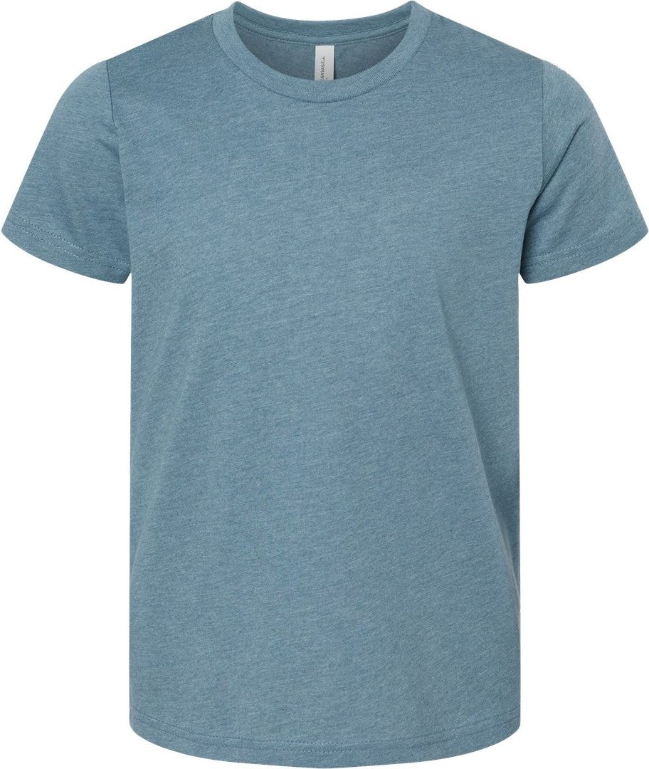 Front View of Heather Slate Youth CVC Jersey Tee - 3001YCVC