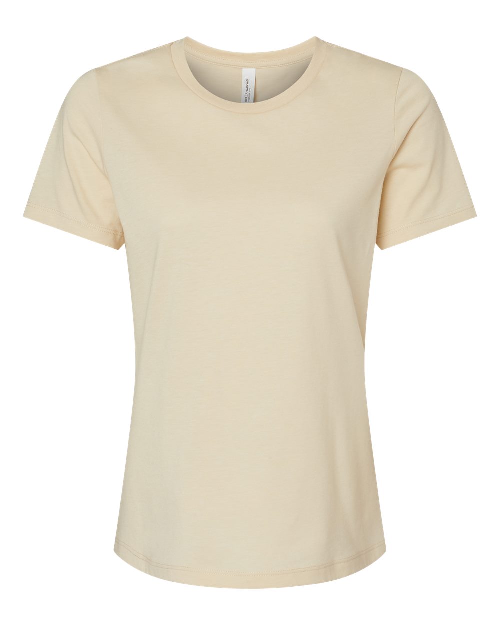 Front View of Heather Soft Cream Women’s Relaxed Fit Heather CVC Tee - 6400CVC