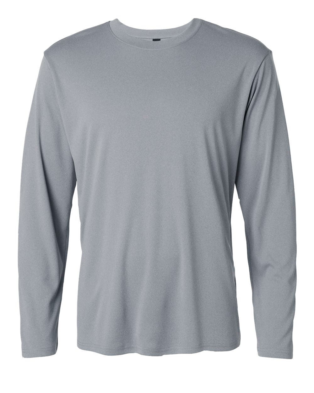 Front View of Heather Steel Pro-Lock Performance Long Sleeve T-Shirt - 48400