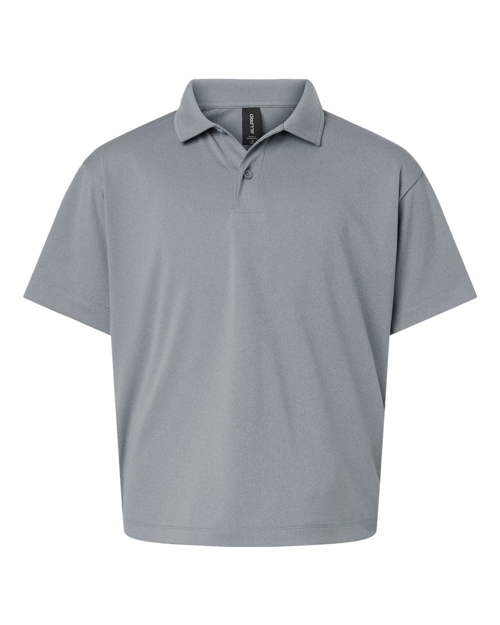 Front View of Heather Steel Pro-Lock Youth Performance Polo - 41800Y