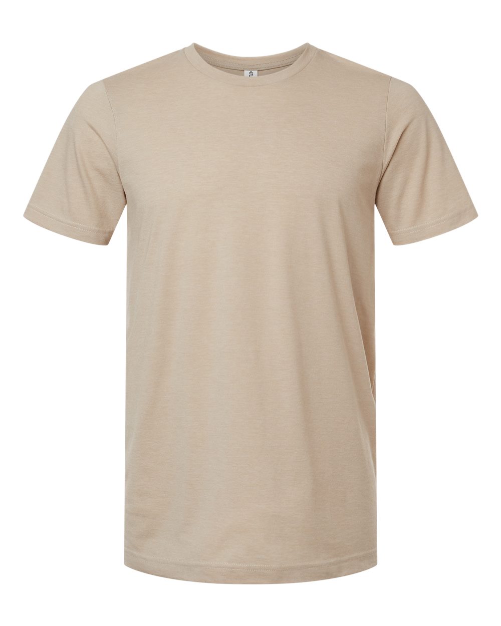Front View of Heather Tan Combed CVC T-Shirt - 602CVC