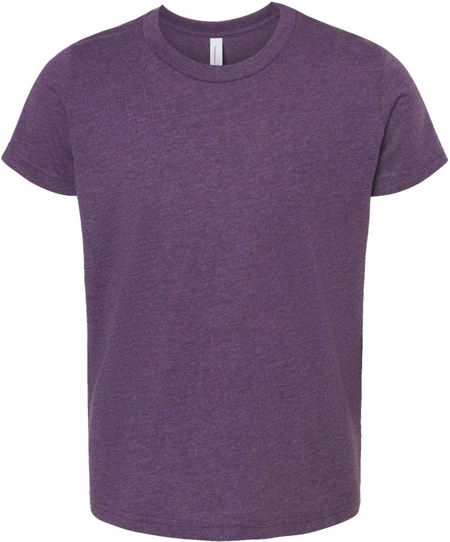 Front View of Heather Team Purple Youth CVC Jersey Tee - 3001YCVC