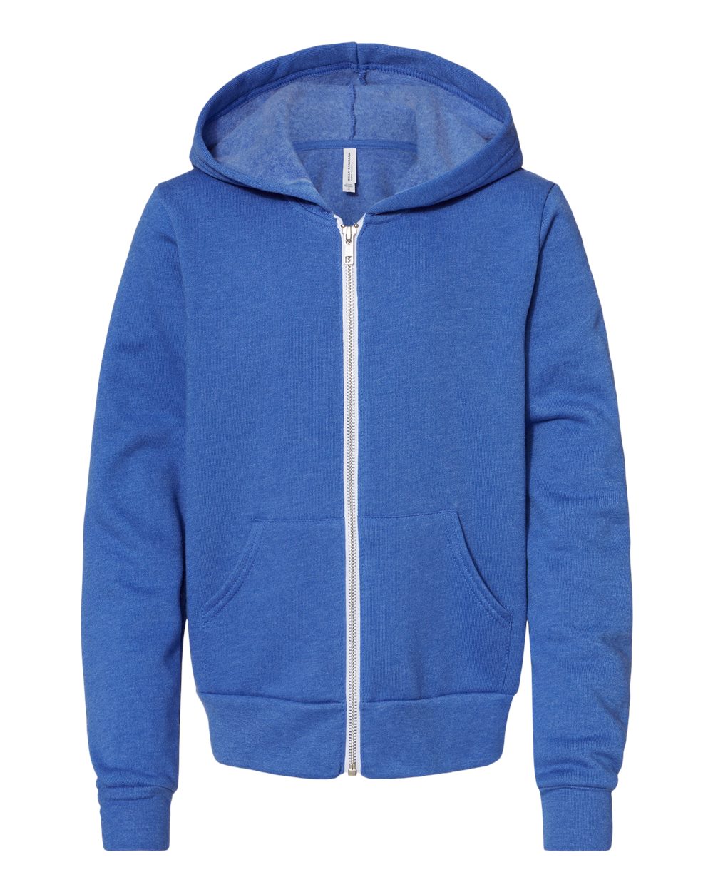 Front View of Heather True Royal Youth Sponge Fleece Full-Zip Hoodie - 3739Y
