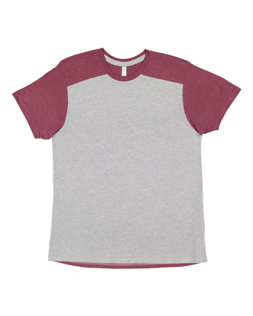 Front View of Heather/ Vintage Burgundy Forward Shoulder Fine Jersey Tee - 6911