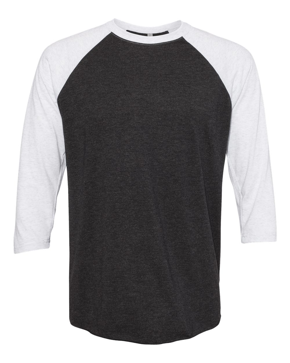 Front View of Heather White/ Vintage Black Triblend Three-Quarter Raglan T-Shirt - 6051
