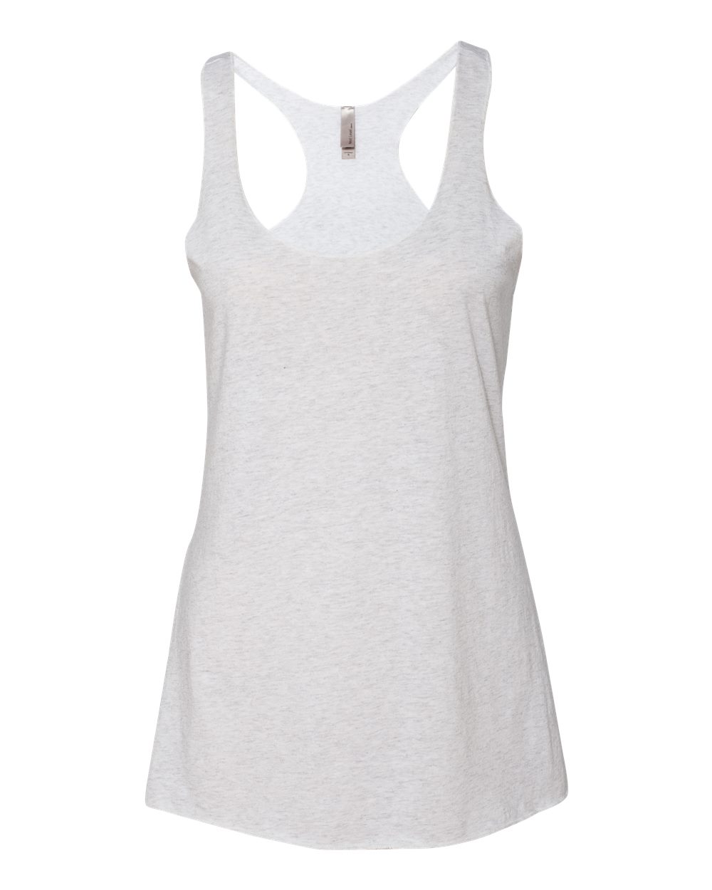 Front View of Heather White Women’s Triblend Racerback Tank - 6733