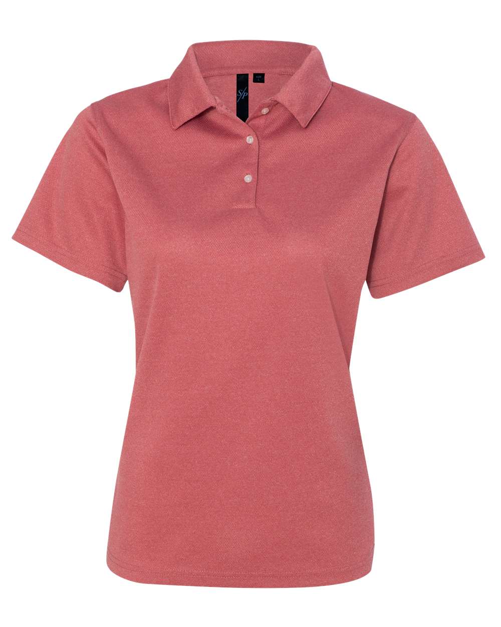 Front View of Heathered Red Women's Moisture Free Mesh Polo - 5469