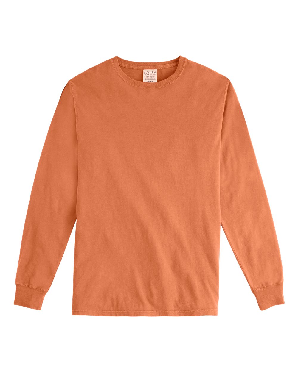 Front View of Horizon Orange Garment-Dyed Long Sleeve T-Shirt - GDH200