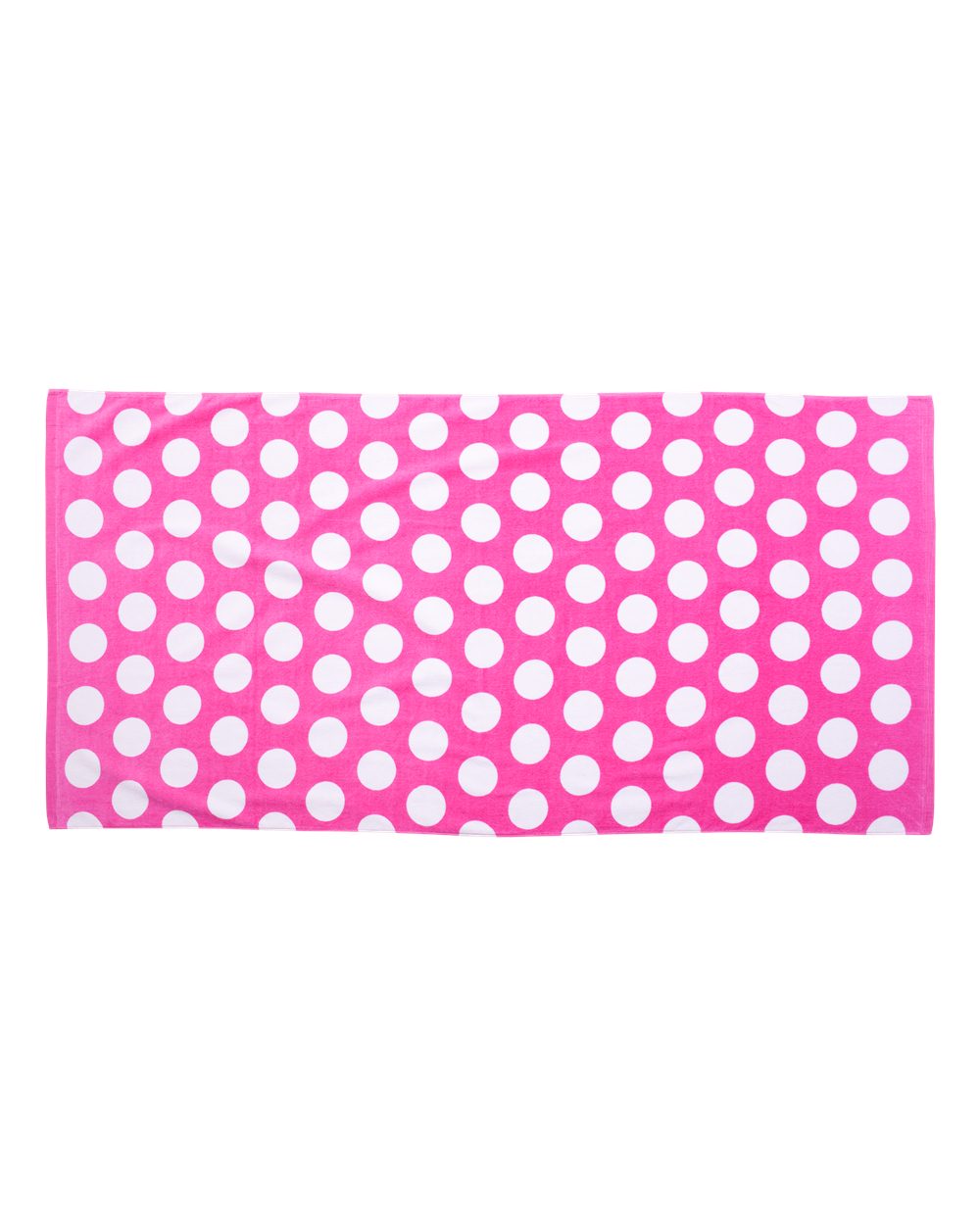 Front View of Hot Pink Polka Dot Velour Beach Towel - C3060P