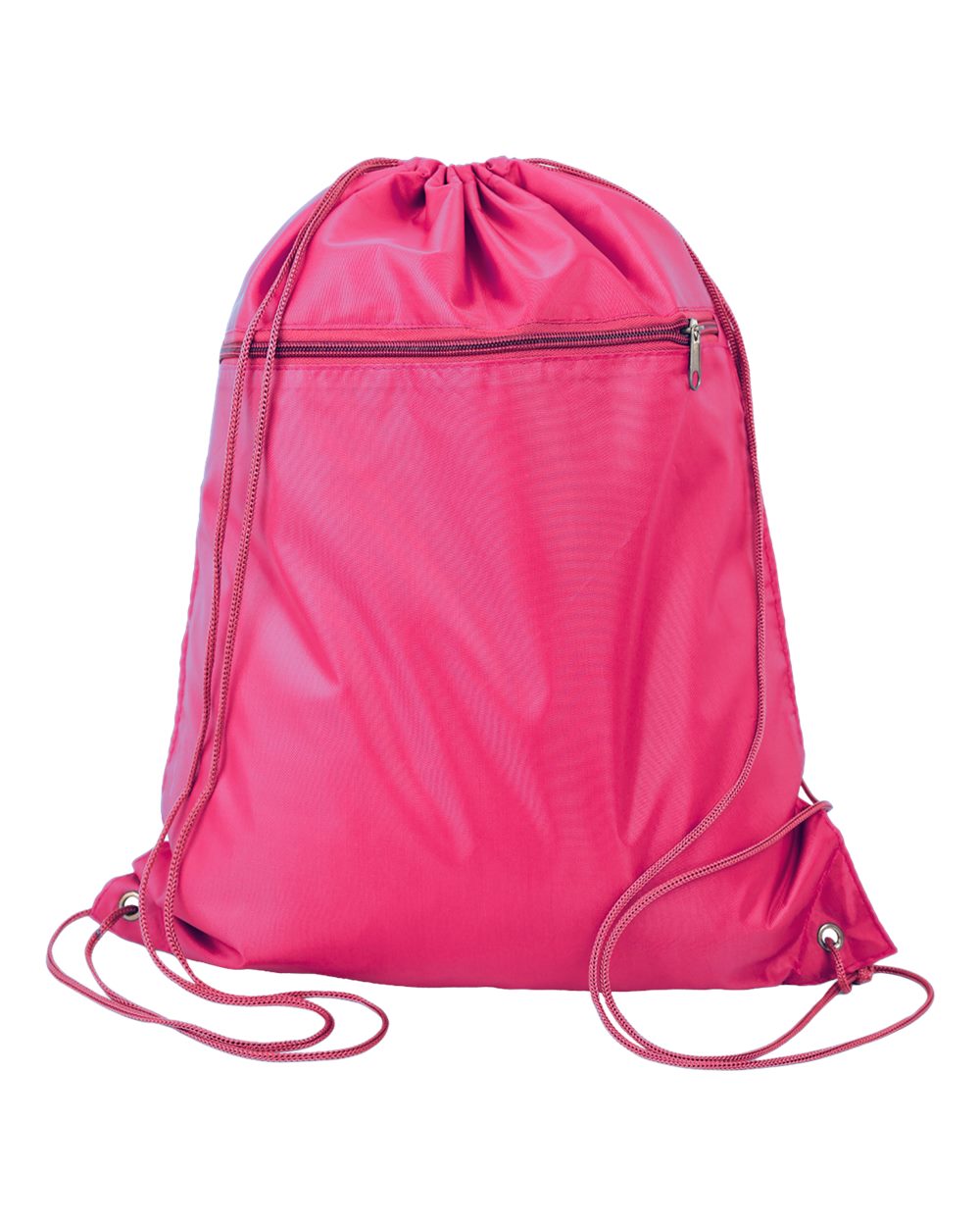 Front View of Hot Pink Polyester Cinchpack - Q135200