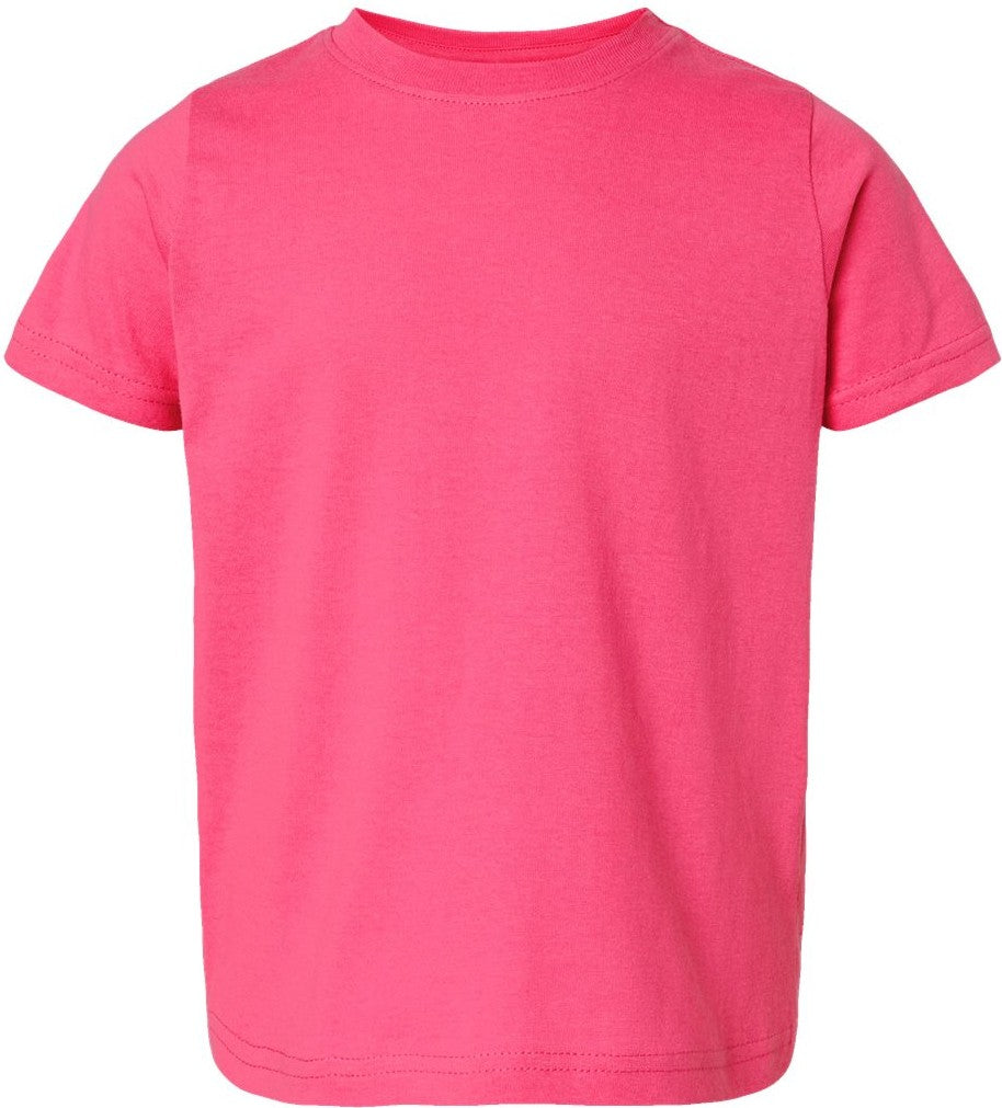 Front View of Hot Pink Toddler Fine Jersey Tee - 3321