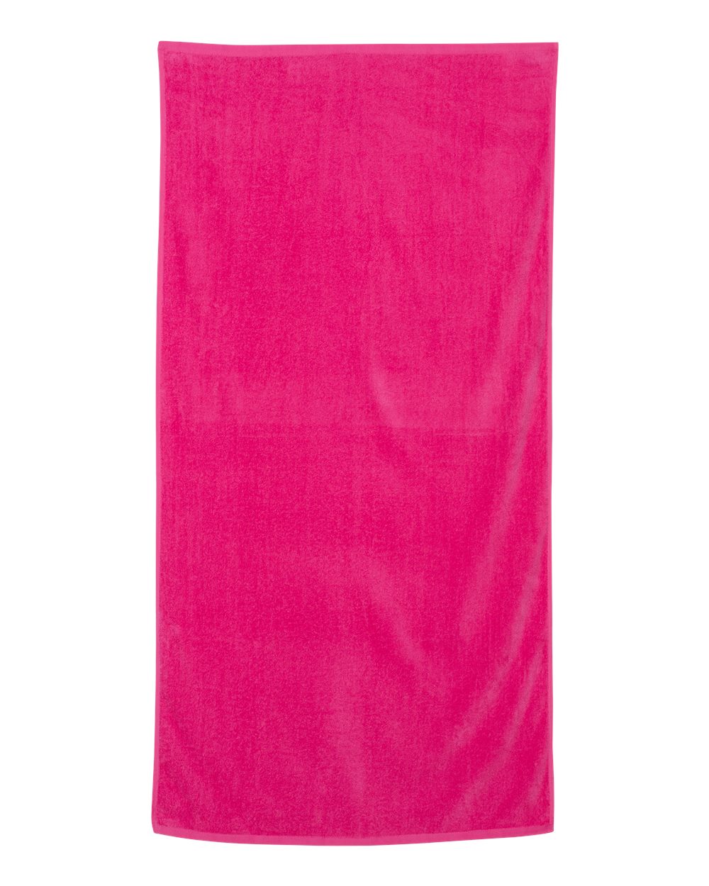 Front View of Hot Pink Velour Beach Towel - QV3060