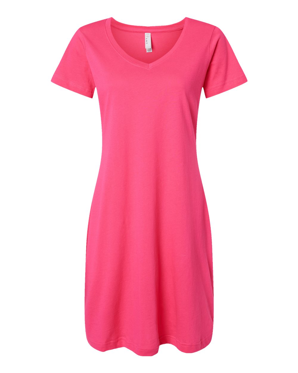 Front View of Hot Pink Women's Fine Jersey V-Neck Coverup - 3522