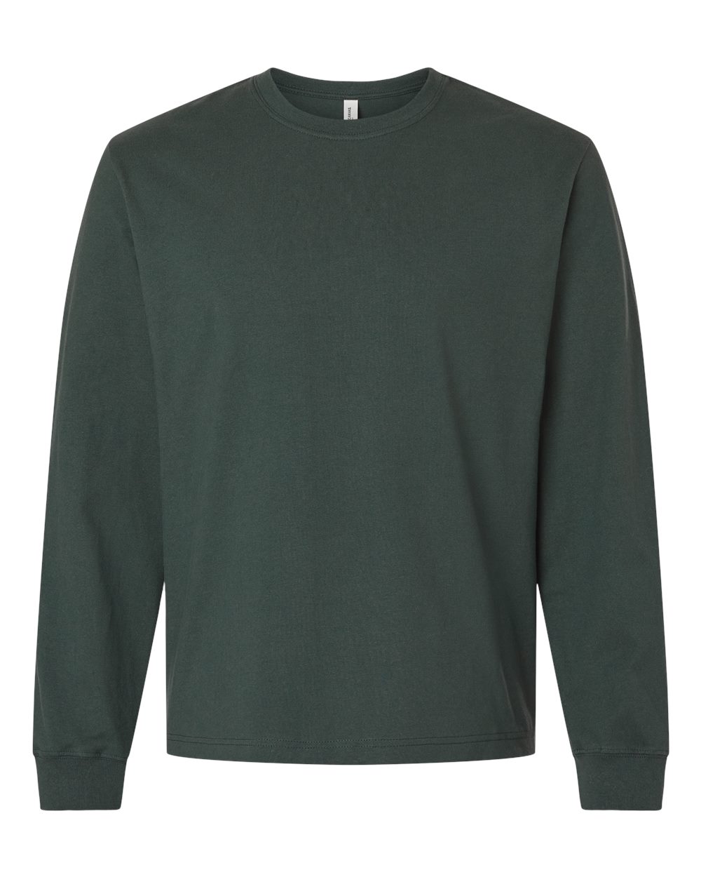 Front View of Hunter Green 7.5 oz Heavyweight Long Sleeve Tee - 4651