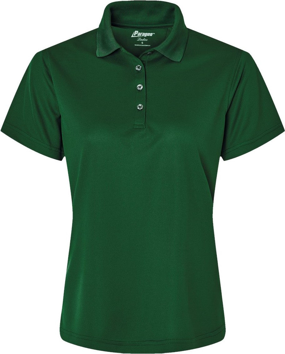 Front View of Hunter Green Women's Saratoga Performance Mini Mesh Polo - 104