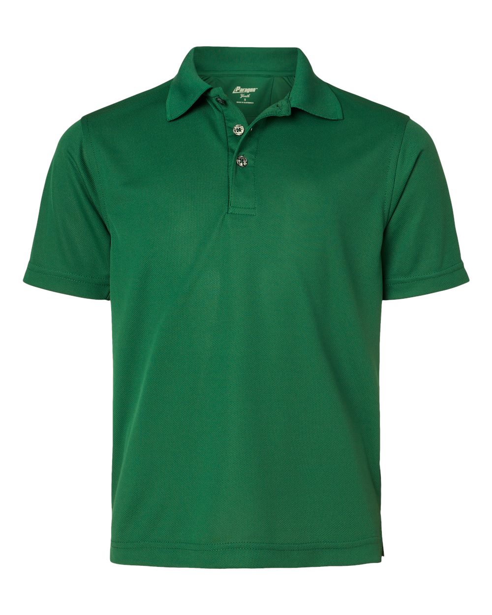 Front View of Hunter Green Youth Saratoga Performance Mini Mesh Polo - 108Y
