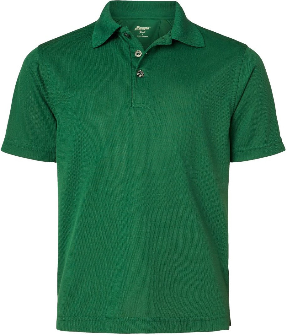 Front View of Hunter Green Youth Saratoga Performance Mini Mesh Polo - 108Y