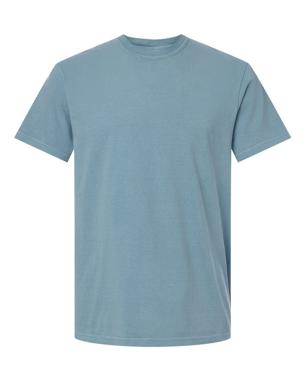 Front View of Ice Blue Garment-Dyed Heavyweight T-Shirt - 1717