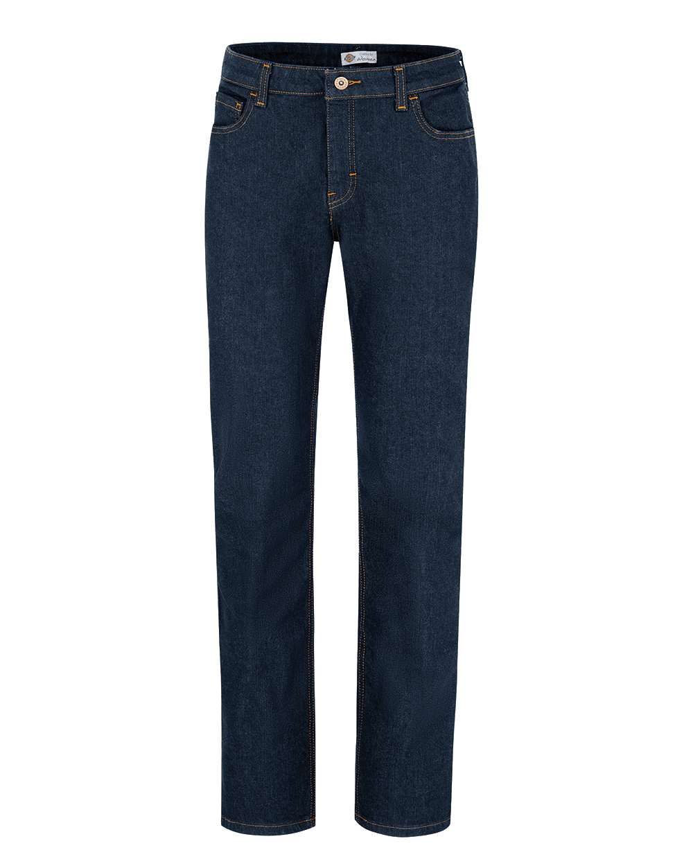 Front View of Indigo Blue Women's Industrial 32" Inseam 5-Pocket Flex Jeans - FD20