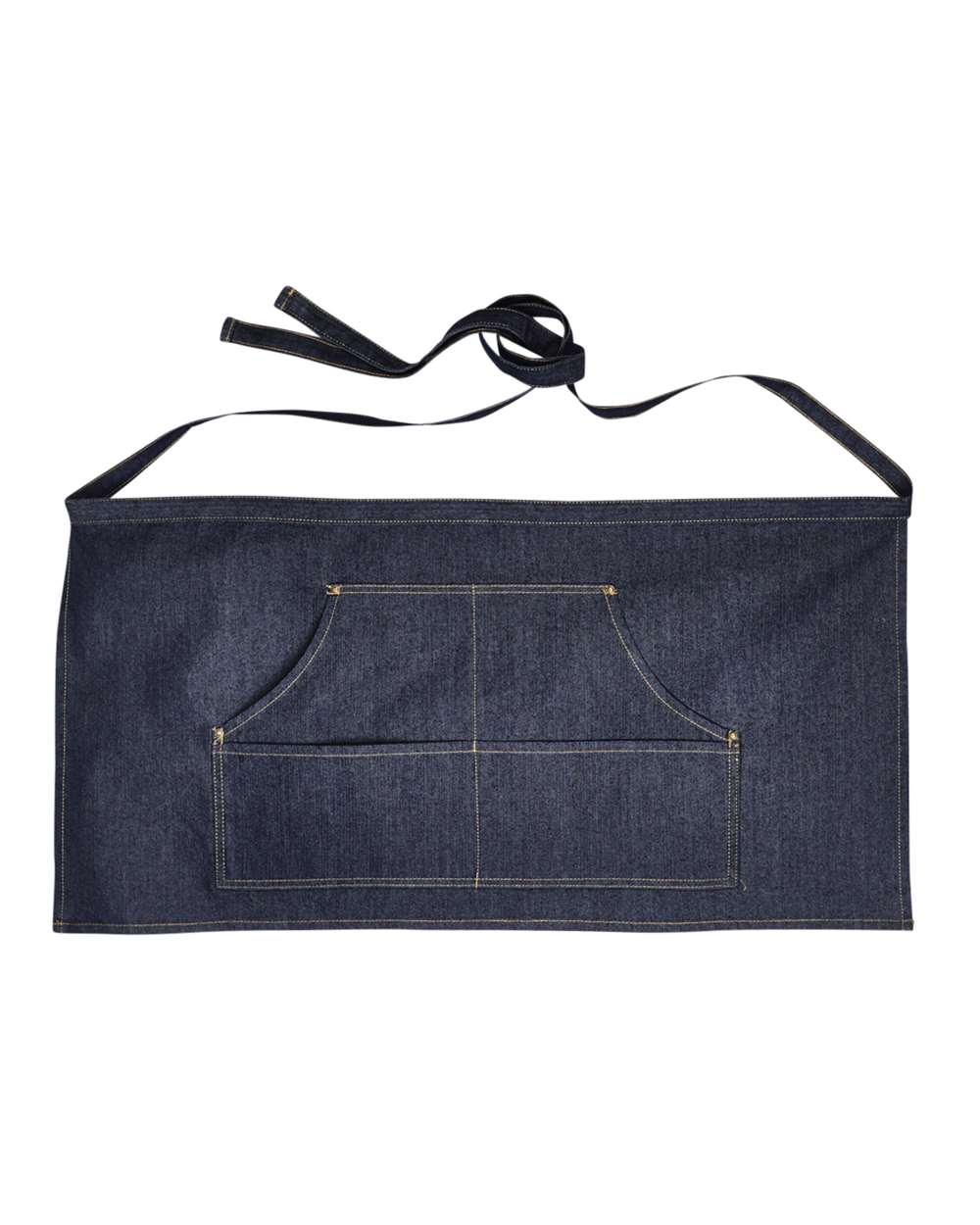 Front View of Indigo Denim Four-Pocket Jeans Stitch Denim Waist Apron - RP125