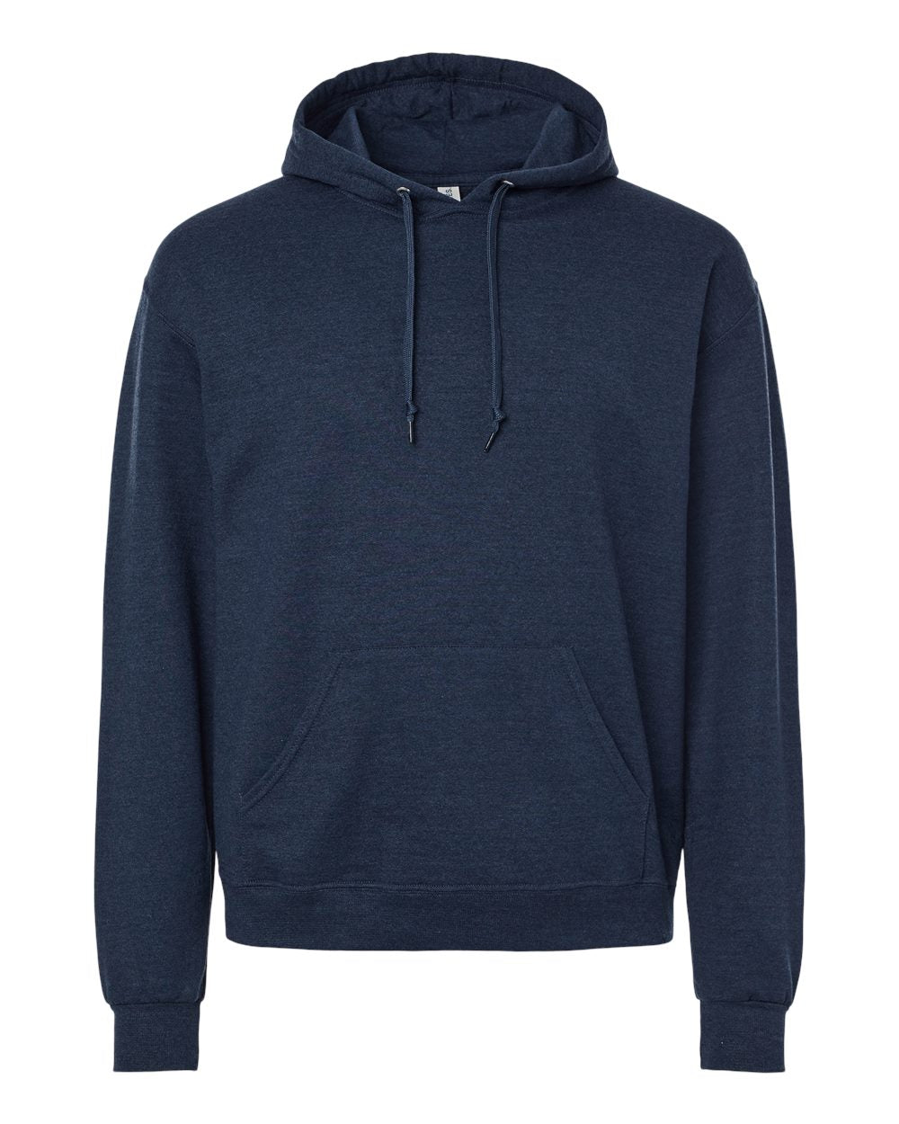 Front View of Indigo Heather Ultimate CVC Hooded Sweatshirt - IC49MR
