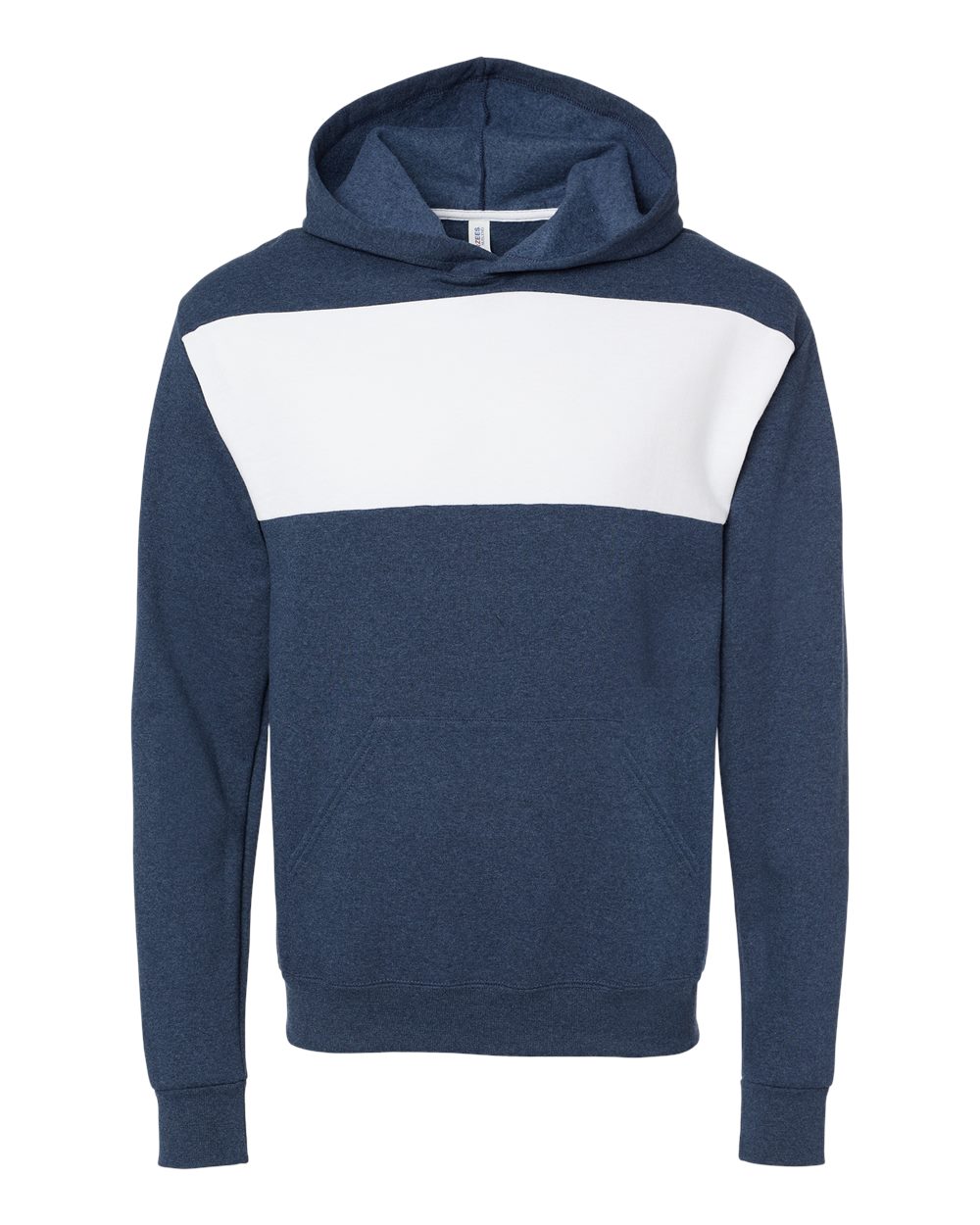 Front View of Indigo Heather/ White Nublend® Billboard Hooded Sweatshirt - 98CR