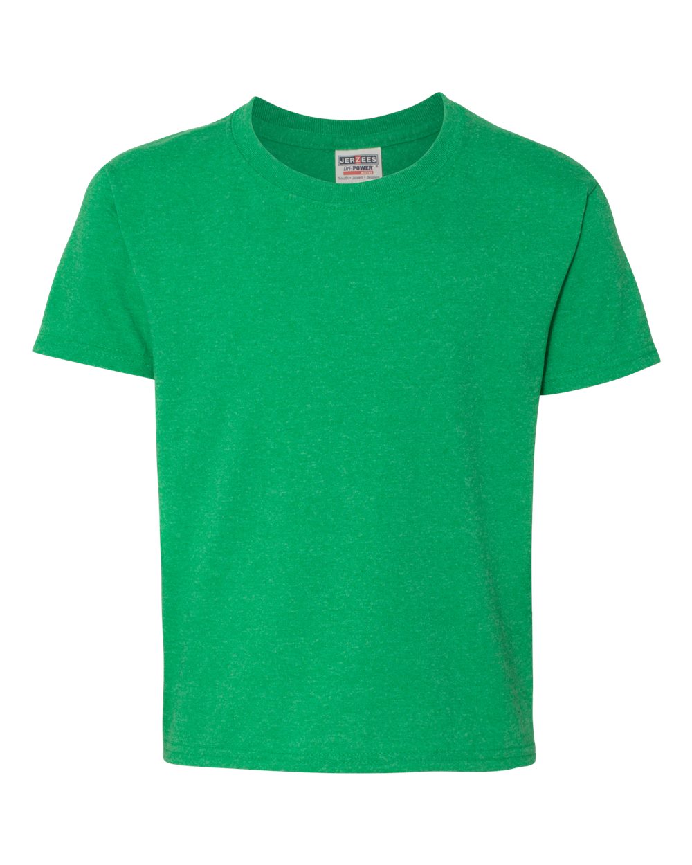 Front View of Irish Green Heather Dri-Power® Youth 50/50 T-Shirt - 29BR
