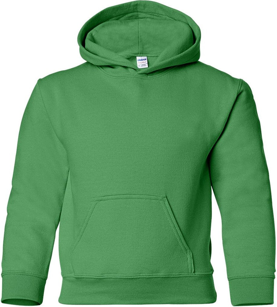 Front View of Irish Green Heavy Blend™ Youth Hooded Sweatshirt - 18500B