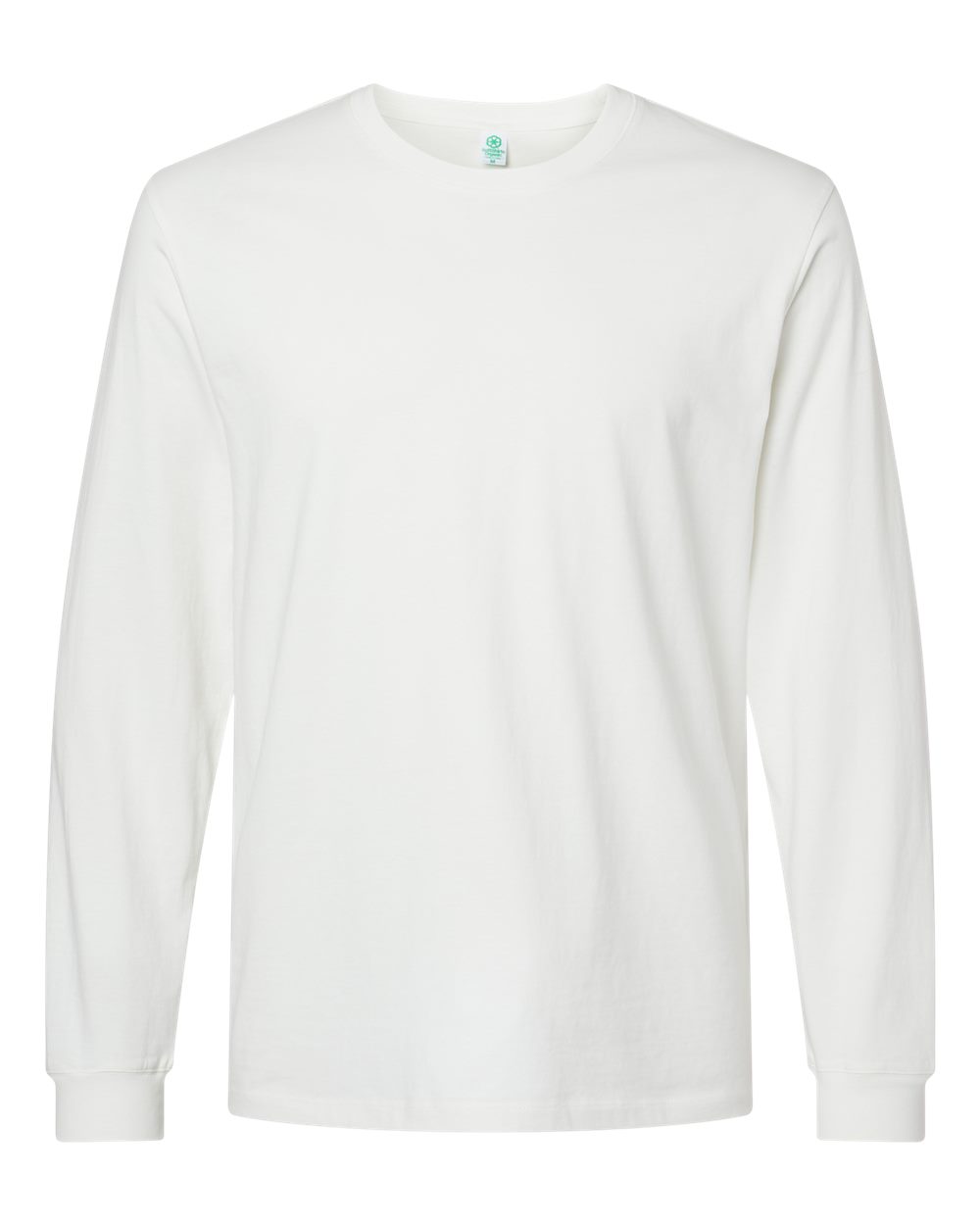 Front View of Ivory Organic Long Sleeve T-Shirt - 420