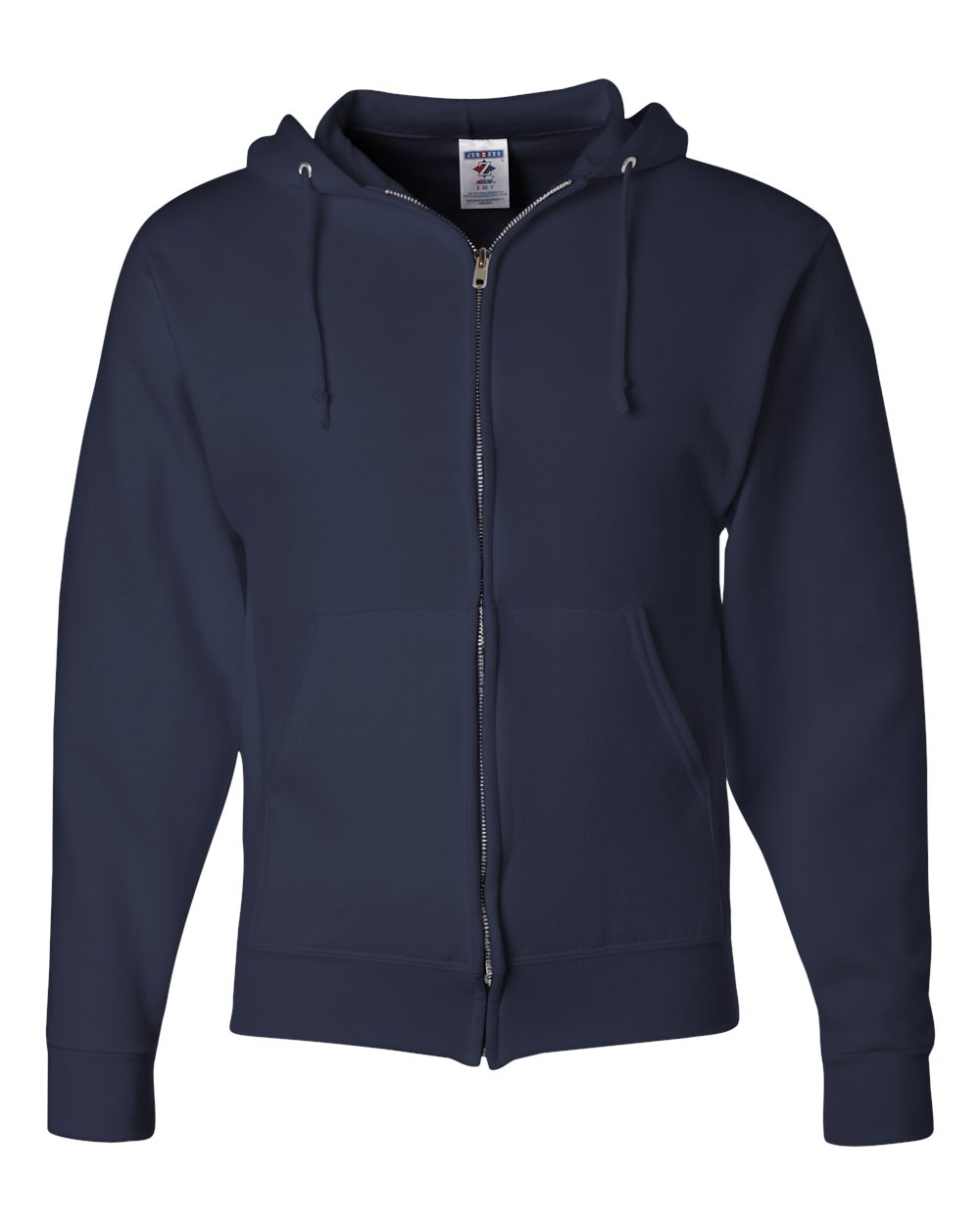 Front View of J. Navy NuBlend® Full-Zip Hooded Sweatshirt - 993MR