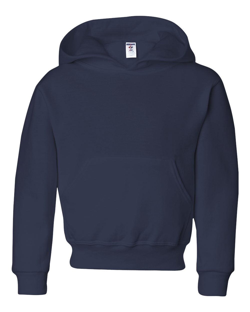 Front View of J. Navy NuBlend® Youth Hooded Sweatshirt - 996YR