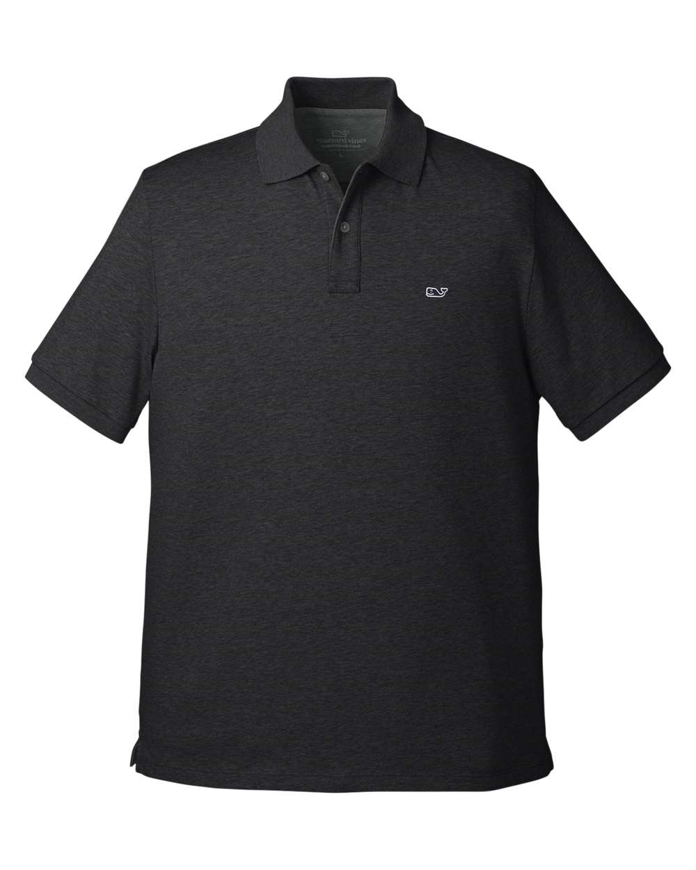 Front View of Jet Black Edgartown Pique Polo - G011147