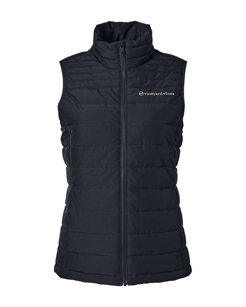 Front View of Jet Black Women's Mountain Weekend Puffer Vest - O001806