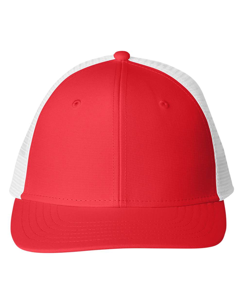 Front View of Jetty Red Performance Trucker Cap - F001779