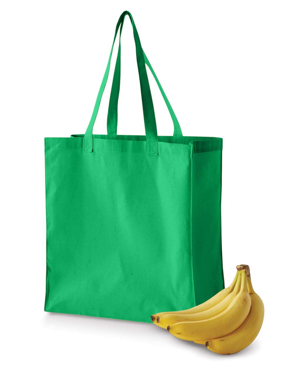 Front View of Kelly Green Canvas Grocery Tote - BE055