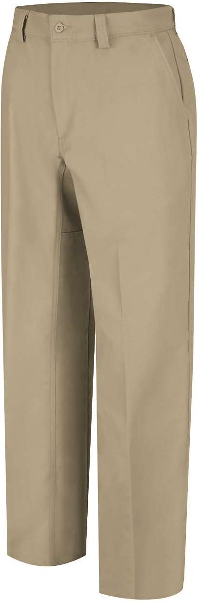 Front View of Khaki - 30I Plain Front Work Pants - WP70