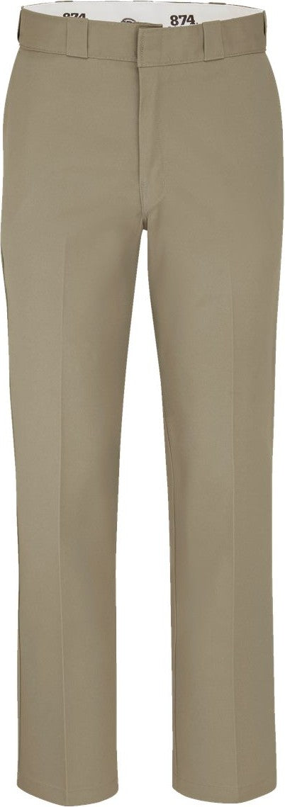 Front View of Khaki - 39 Unhemmed Industrial 874® Work Pants - P874