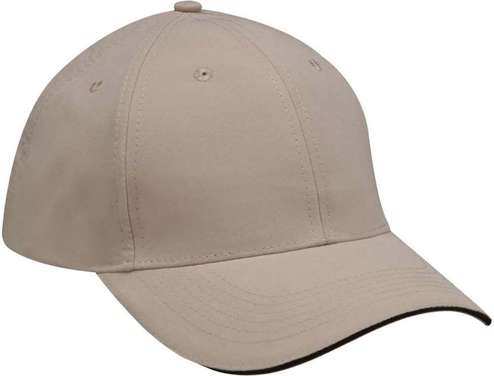 Front View of Khaki/ Black Performer Cap - PE102