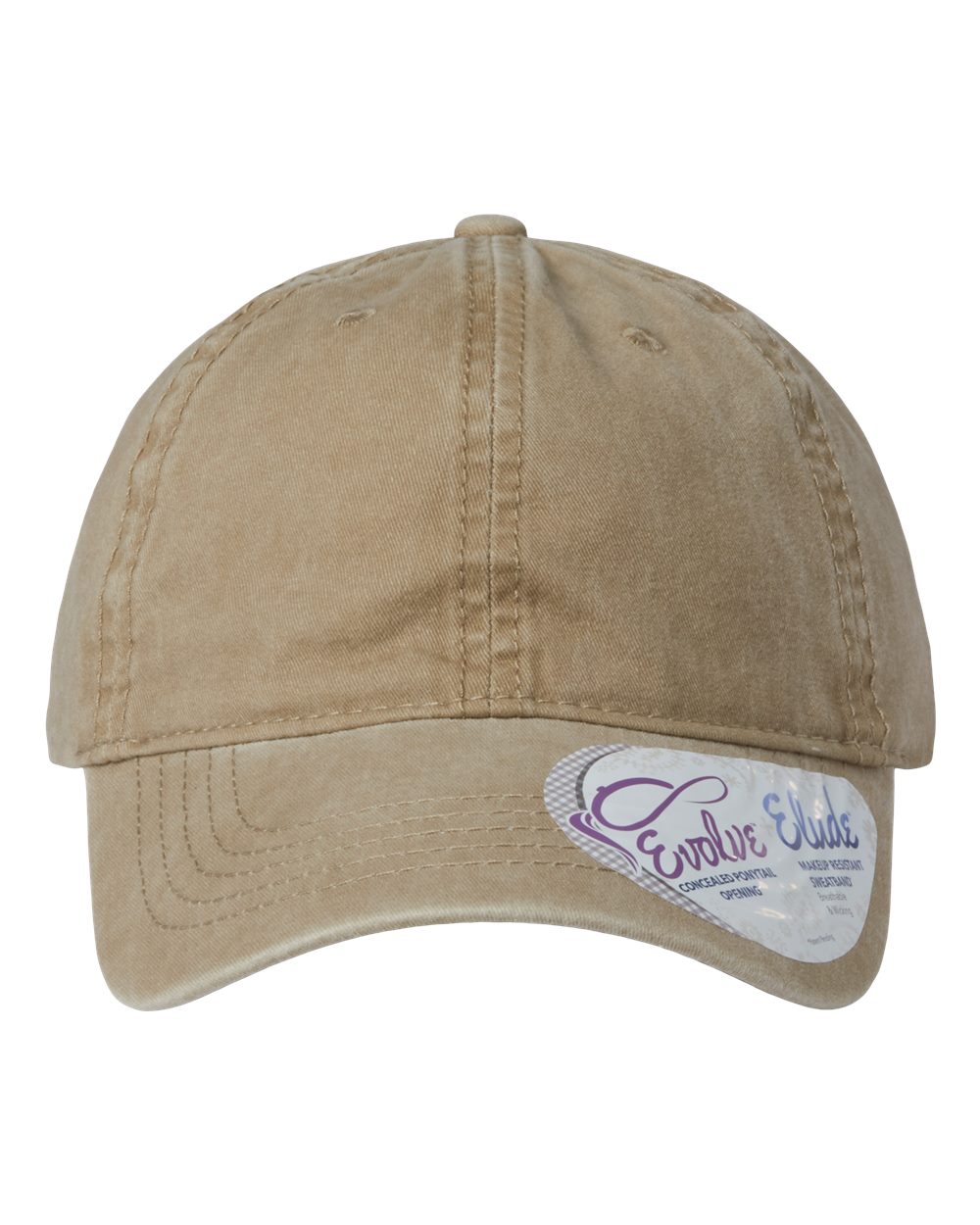 Front View of Khaki/ Camo Women's Pigment-Dyed with Fashion Undervisor Cap - CASSIE