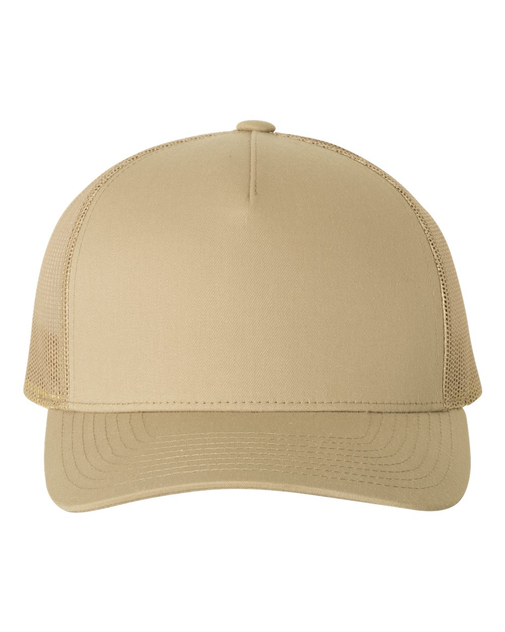 Front View of Khaki Five-Panel Retro Trucker Cap - 6506