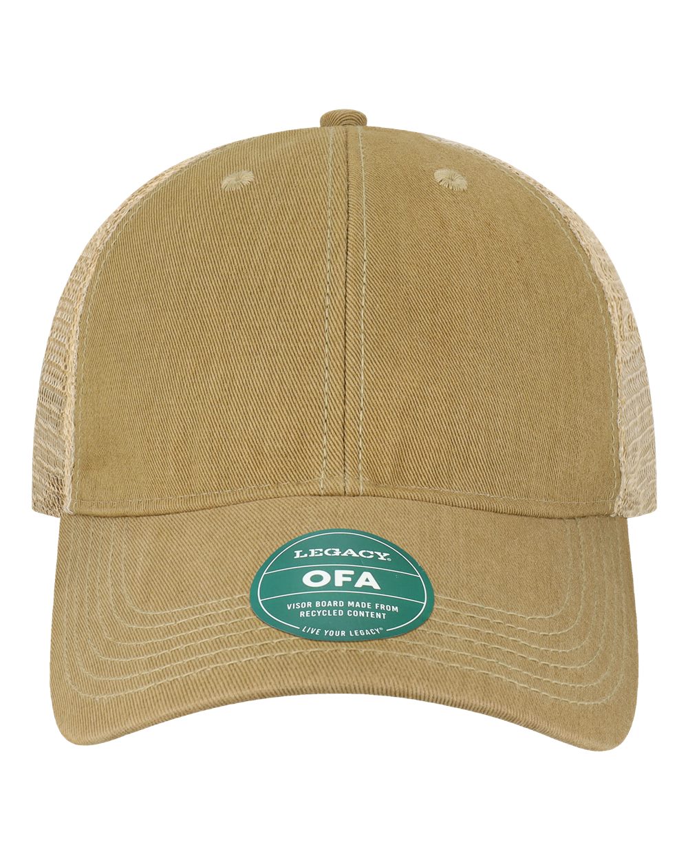 Front View of Khaki/ Khaki Old Favorite Trucker Cap - OFA