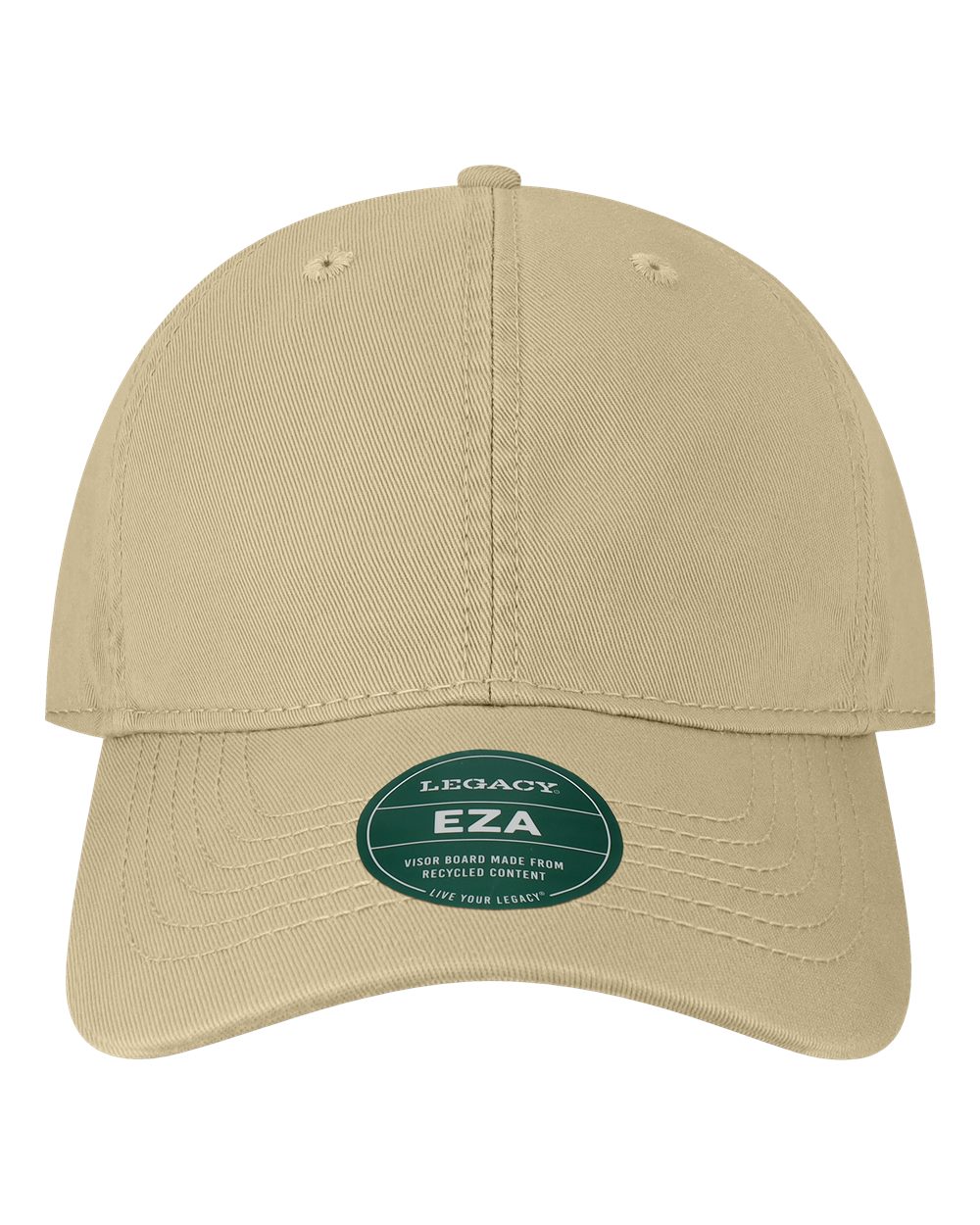 Front View of Khaki Relaxed Twill Dad Hat - EZA