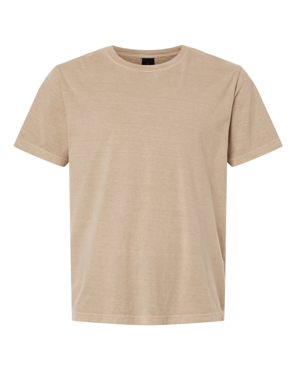 Front View of Khaki Unisex Heavyweight Garment-Dyed Tee - 4810GD
