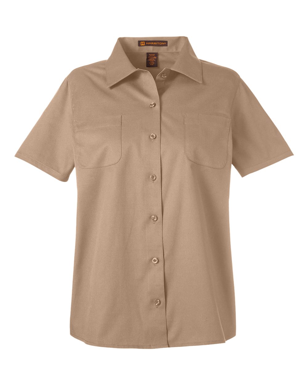 Front View of Khaki Women's Advantage IL Short Sleeve Dress Shirt - M585W