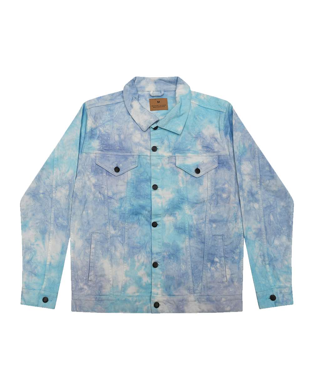 Front View of Lagoon Tie-Dyed Denim Jacket - 9050