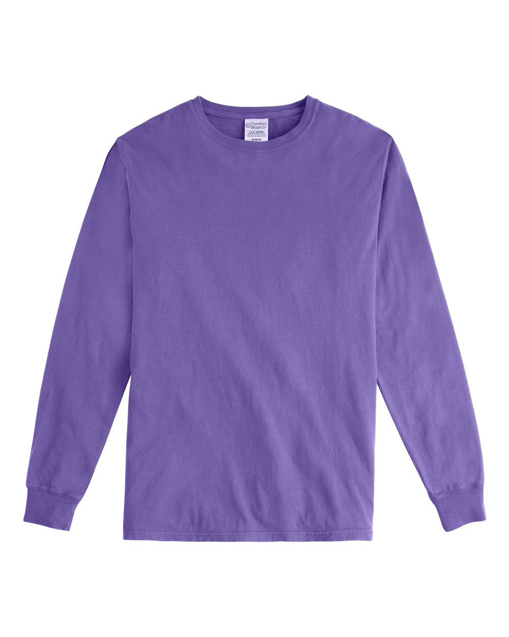 Front View of Lavender Garment-Dyed Long Sleeve T-Shirt - GDH200