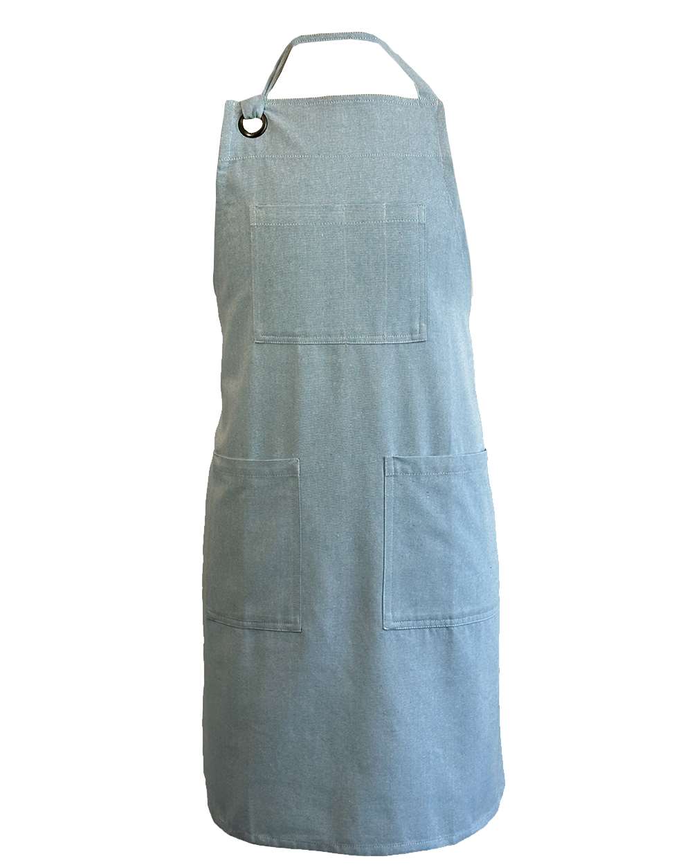 Front View of Light Blue 5-Pocket Recycled Cotton Apron - 5512