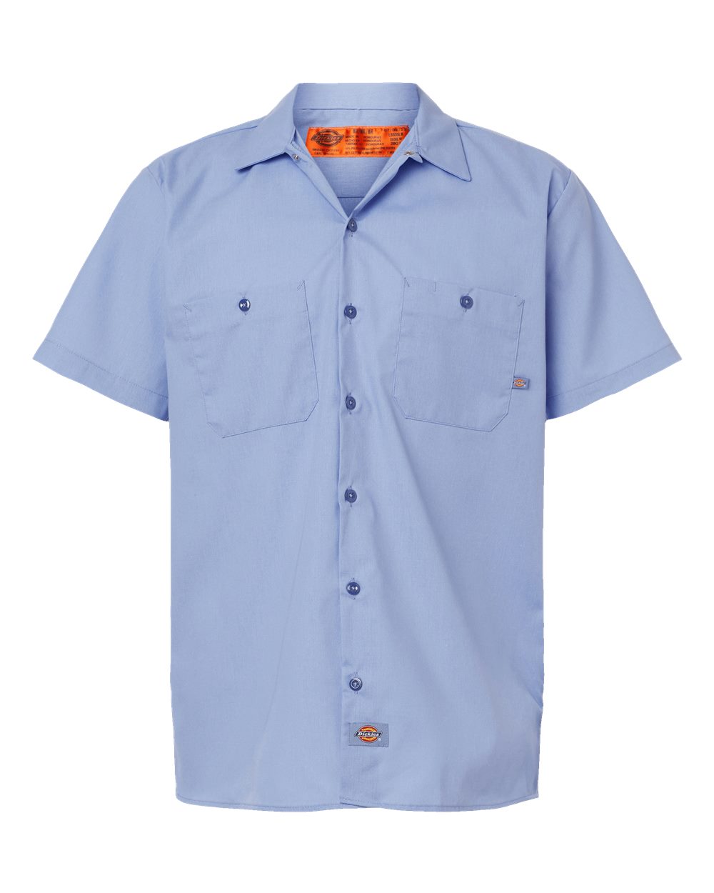 Front View of Light Blue Industrial Short Sleeve Work Shirt - Tall Sizes - S535T