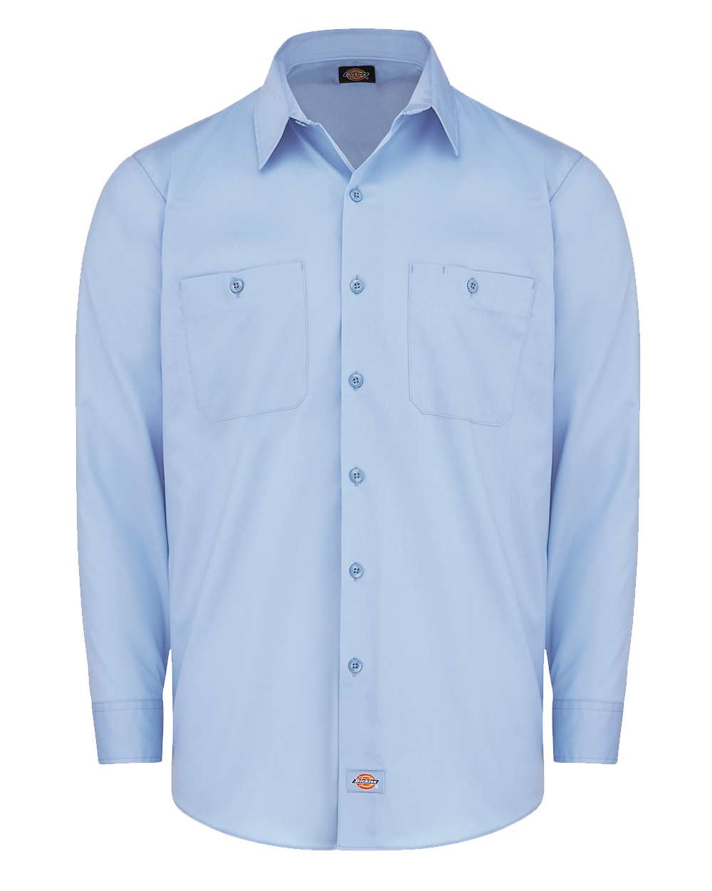 Front View of Light Blue Industrial Worktech Ventilated Long Sleeve Work Shirt - Tall Sizes - LL51T